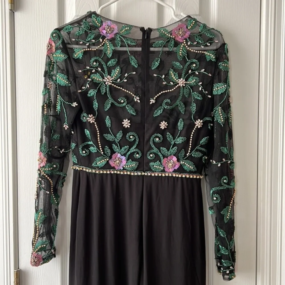 Mac Duggal Beaded Illusion High Neck Trumpet Gown in Black Multi Size 4 - Picture 10 of 12